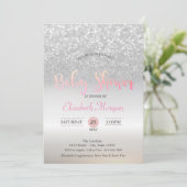 Silver Glitter Bokeh Baby shower Uitnodiging (Staand voorkant)