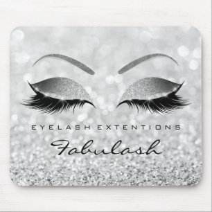 Silver Glitter Branding Beauty Studio Lashes Grey Muismat