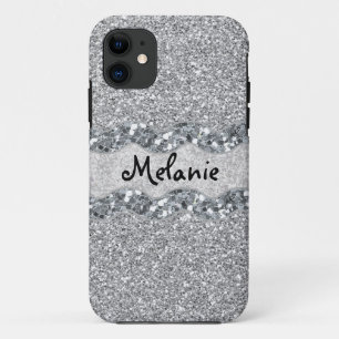 Silver Glitter Bric Brac Monogram iPhone 11 Hoesje