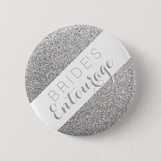 Silver glitter bride's entourage bridesmaid button (Voorkant)