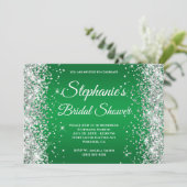 Silver Glitter Bright Green Ombre Fancy Monogram Kaart (Staand voorkant)