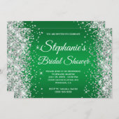 Silver Glitter Bright Green Ombre Fancy Monogram Kaart (Voorkant / Achterkant)