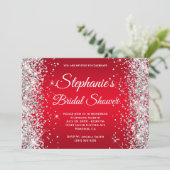 Silver Glitter Bright Red Ombre Fancy Monogram Kaart (Staand voorkant)