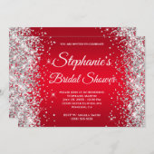 Silver Glitter Bright Red Ombre Fancy Monogram Kaart (Voorkant / Achterkant)