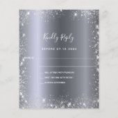 Silver glitter budget uitnodiging bruiloft rsvp flyer (Achterkant)