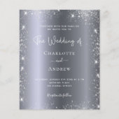 Silver glitter budget uitnodiging bruiloft rsvp flyer (Voorkant)