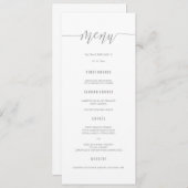 Silver Glitter Calligrafie Wedding Menu Kaarten (Voorkant / Achterkant)