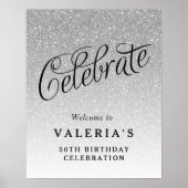 Silver Glitter Celebrate Custom Welcome Poster (Voorkant)