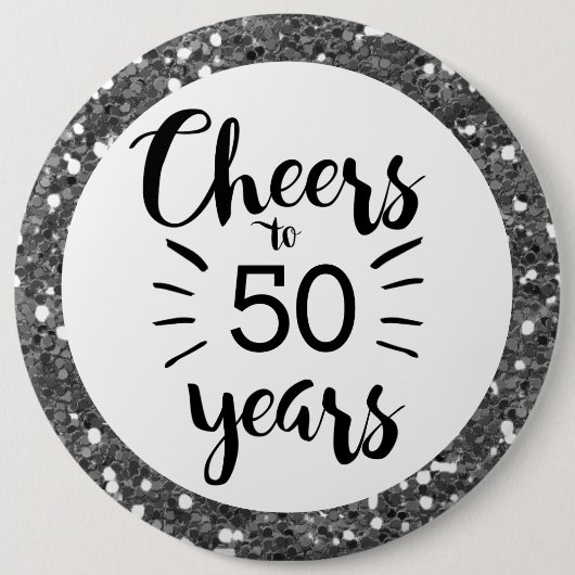 Silver Glitter Cheers tot 50 jaar Button (Voorkant)
