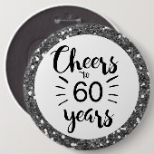 Silver Glitter Cheers tot 60 jaar Button (Voorkant /achterkant)
