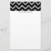 Silver Glitter Chevron Briefpapier (Voorkant)
