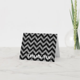 Silver Glitter Chevron Folded Hartelijk dank Bedankkaart