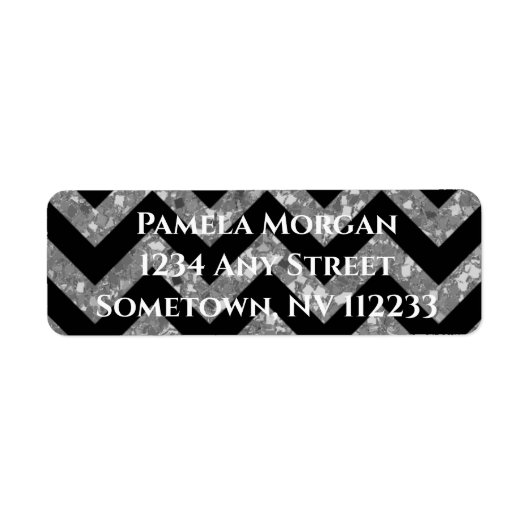 Silver Glitter Chevron Return Address Label (Voorkant)