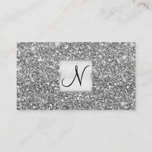 Silver Glitter Chic Glam Glitzy Salon Spa Visitekaartje