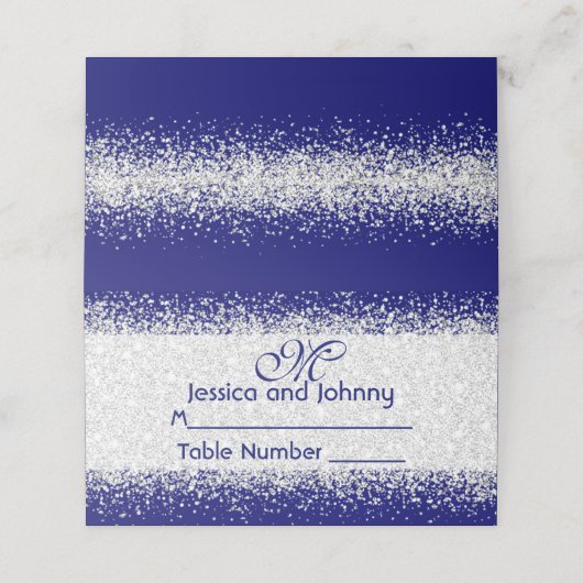 Silver Glitter Confetti en Royal Blue (Buitenkant ongevouwen)