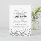 Silver Glitter Confetti foto Surprise Sweet 16 Kaart (Staand voorkant)