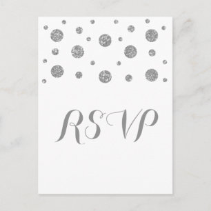Silver Glitter Confetti Response Briefkaart