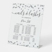 Silver Glitter Confetti Salon Price Menu Reclamebord Met Voetstuk (Voorkant)