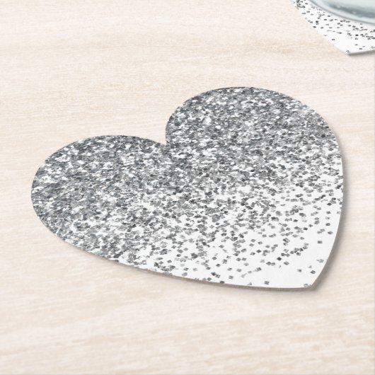 Silver Glitter Confetti Sparkle Kartonnen Onderzetters (Gekanteld)