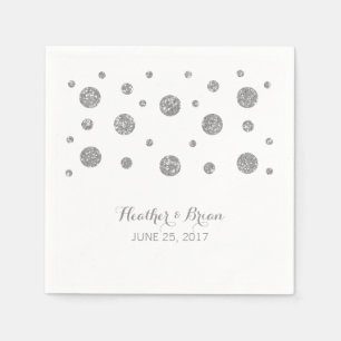 Silver Glitter Confetti Wedding Paper Napkins Servetten