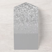 Silver Glitter Confetti Wit Diamond Jurk All In One Uitnodiging (Buitenkant)