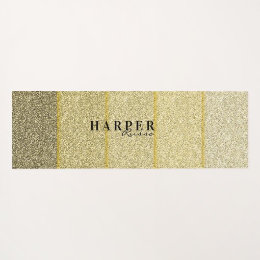 Silver Glitter Custom Name Yogamat (Achterkant (horizontaal))