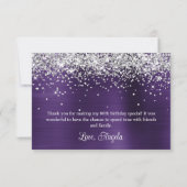 Silver Glitter Dark Violet Paarse 60ste verjaardag Bedankkaart (Achterkant)