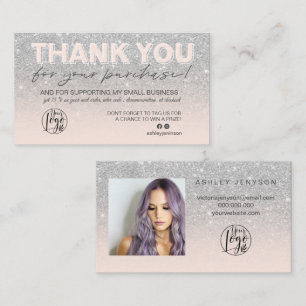 SIlver glitter de logo van de manuscriptfoto bedan Visitekaartje