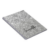 Silver Glitter Diamond Glam Script naam Notitieboek (Rechterzijde)