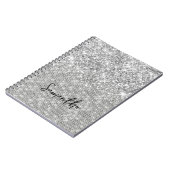 Silver Glitter Diamond Glam Script naam Notitieboek (Linkerzijde)