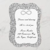 Silver Glitter Diamond Infinity Reception Kaart (Voorkant / Achterkant)