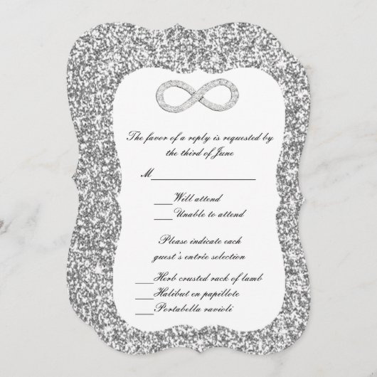 Silver Glitter Diamond Infinity Response Kaart (Voorkant / Achterkant)