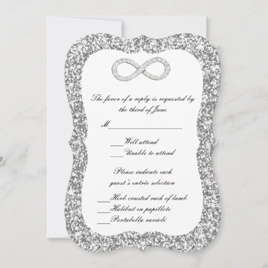 Silver Glitter Diamond Infinity Response Kaart (Voorkant)