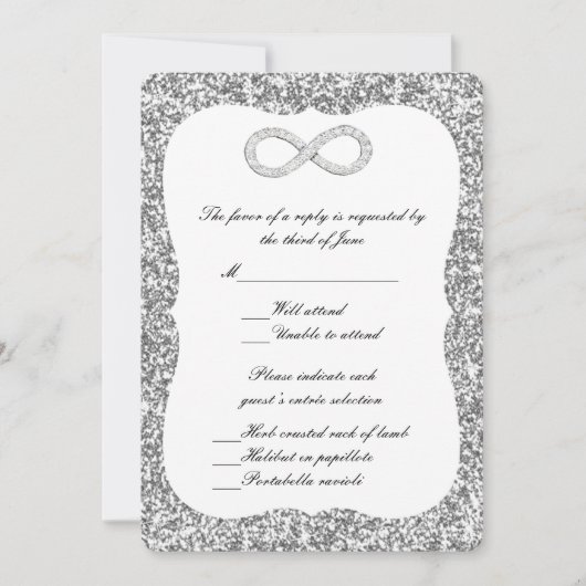 Silver Glitter Diamond Infinity Response Kaart (Voorkant)
