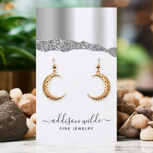 Silver Glitter Diamond Jeweling Earring Display Visitekaartje