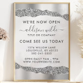 Silver Glitter Diamonds Glam Business Opening Flyer