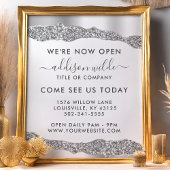 Silver Glitter Diamonds Glam Business Opening Flyer
