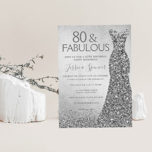 Silver Glitter Dress 80 & geweldige 80th Birthday Kaart