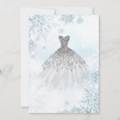 Silver Glitter Dress Snowflakes Kaart (Achterkant)