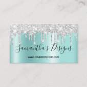 Silver Glitter Drift Lichte Blauwgroen Ombre Onlin Visitekaartje (Voorkant)