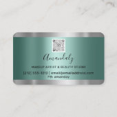 Silver Glitter Drift Lijst Qr Code Blauwgroen Groe Visitekaartje (Achterkant)