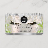 Silver Glitter Drift Lijst Qr Code Logo Lashes Visitekaartje (Voorkant)