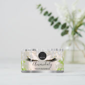 Silver Glitter Drift Lijst Qr Code Logo Lashes Visitekaartje (Staand voorkant)
