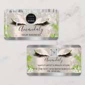 Silver Glitter Drift Lijst Qr Code Logo Lashes Visitekaartje (Voorkant / Achterkant)