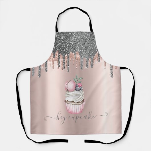 Silver Glitter Drift Roos Gold Cupcake Macaron Schort (Voorkant)