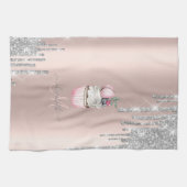 Silver Glitter Drift Roos Gold Monogram Cupcake Theedoek (Horizontaal)