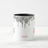 Silver Glitter Drift Snowman Face Holiday Mok (Midden)