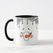 Silver Glitter Drift Snowman Face Holiday Mok (Links)
