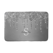Silver Glitter Drift Sparkle Monogram Naam Badmat (Voorkant)