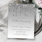 Silver Glitter Drip 25th Anniversary Invitation